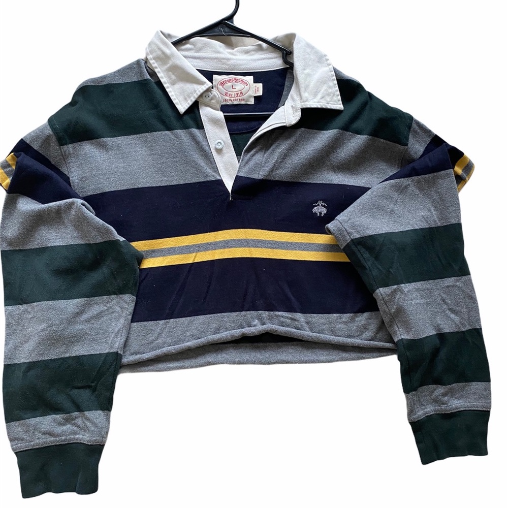 Striped cropped polo top